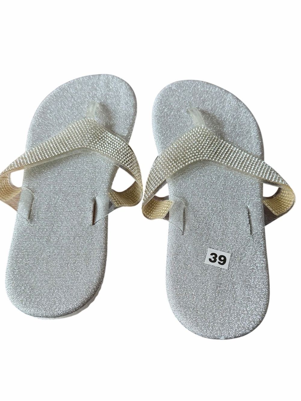 Sparkling Silver Flip Flop Sandals with Embellished Straps